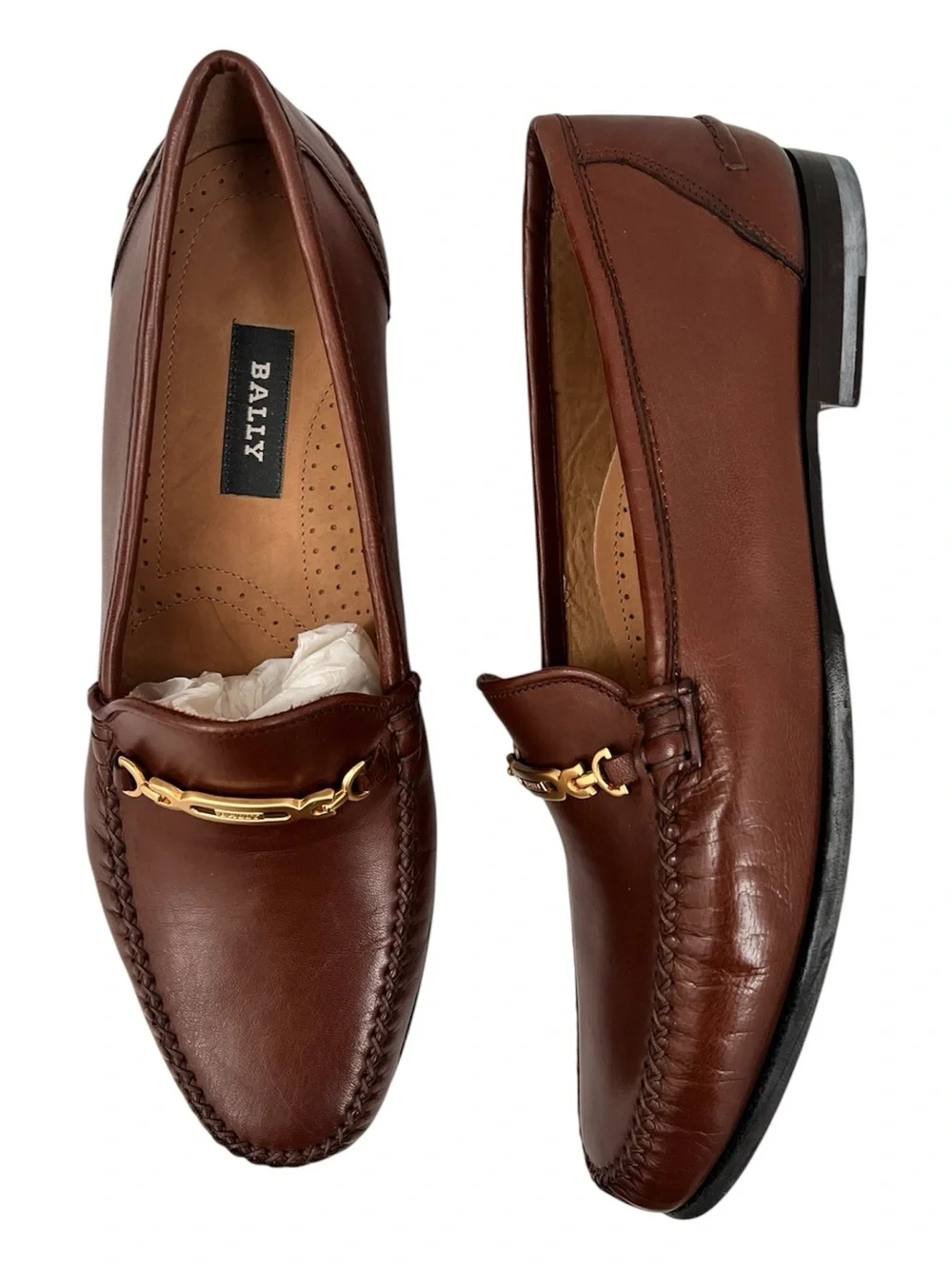 Bally Kauia Brown Leather Slip-On Loafers Men's 9.5M Made in Italy Dress Shoes